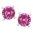 thumbnail image 2 of Star K� Round 7mm Created Pink Sapphire Screw Back Stud Earrings with Heart Prongs, 2 of 9
