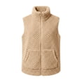 thumbnail image 4 of Women's Double Sided Fleece Vest, Zipper Front Sleeveless Jacket, Oversized Knit Cardigan, Side Pocket Layering Piece, Soft Plush Outerwear, Autumn Winter Warm Wear Beige L, 4 of 4