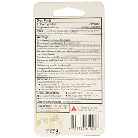 Benzedrex Inhaler Propylhexedrine Nasal Decongestant, 12 Count
