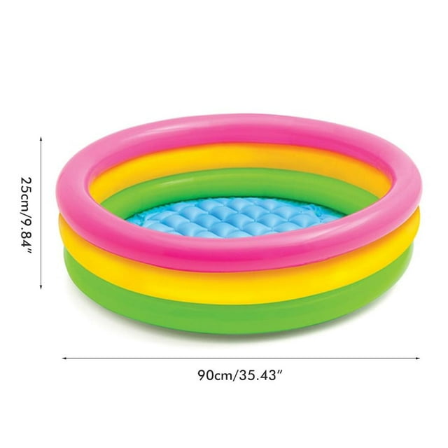 Piscina para bebé de 60cm/90cm/120cm, piscina inflable redonda de PVC de 3 colores con arcoíris, piscina pequeña con bomba para niños, piscina acolchada para niños