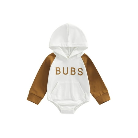

Ma&Baby Newborn Baby Boy Girl Letter Print Hooded Sweatshirt Romper Fall Clothes 3-6 Months