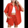 thumbnail image 2 of Conjunto de Chándal de 2 Piezas para Mujer, de Verano, con Top de Corta y Pantalones Cortos. Naranja Rojo L, 2 of 9