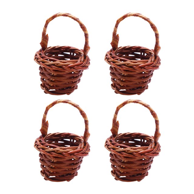 4pcs Mini House Flower Basket Decor Mini House Floral Basket Model Ornament