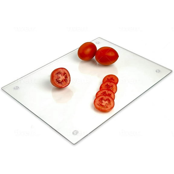 tempered glass cutting board - long lasting clear glass - scratch resistant, heat resistant, shatter resistant, dishwasher safe. (large 12x16")