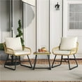 thumbnail image 6 of Yaheetech Boho Style Outdoor Wicker Bistro Set with Cushions and Pillows, Set of 3, Tan/Cream, 6 of 7
