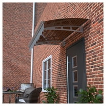 Door Window Awning Canopy 47"x34", Polycarbonate Roof & Aluminum Alloy - DA4734C Series for Masonry Walls Dark Brown   Square