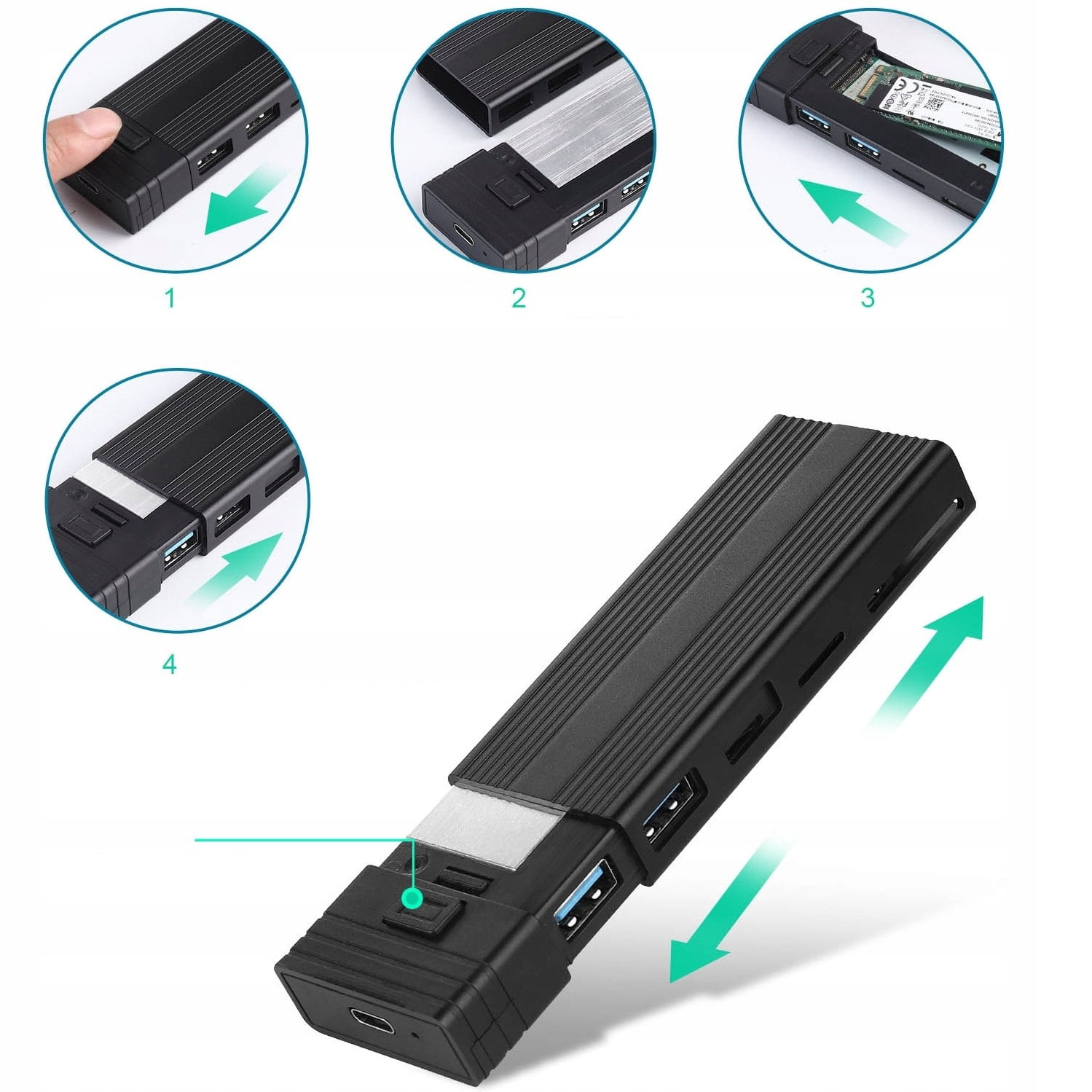 M2 SSD Enclosure External SATA NVME SSD with Dual USB3.2 Protocol