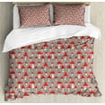 thumbnail image 1 of Mushroom Duvet Cover Set Queen Size, Cute Amanita Mushrooms Pattern with Polka Dotted Backdrop Cartoon Toadstool, Decorative 3 Piece Bedding Set with 2 Pillow Shams, Taupe Cream Red, by Ambesonne, 1 of 3