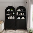 thumbnail image 3 of 72" Tall Arched Bookcase,Black Large Floor Standing Bookshelf with Fluted Doors, Book Case for Living Room Hallway Kitchen Home Office Bedroom, 3 of 7