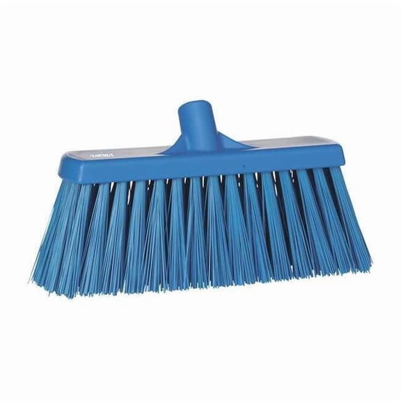 Vikan 12 in Sweep Face Broom Head, Stiff, Synthetic, Blue 29153