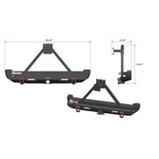 Vijay Rear Bumper for 1984-2001 Jeep Cherokee XJ with Spare Tire Rack and LED Lights and D-Rings