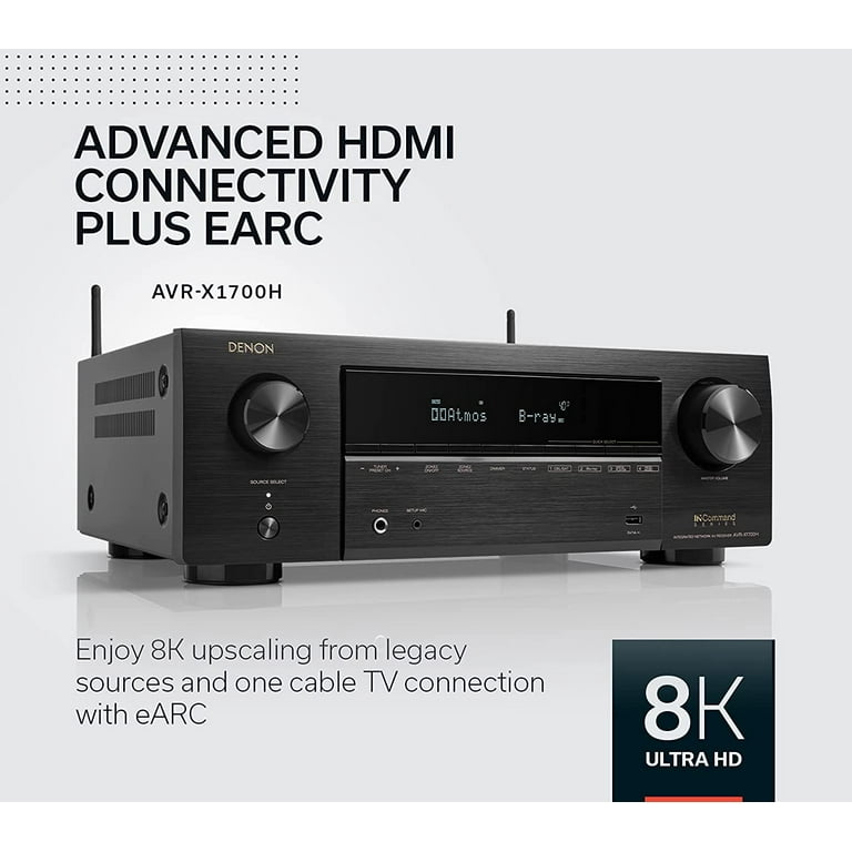 Denon AVR-X1700H, 7.2ch 8K Home Theater Receiver, HEOS Built-in