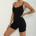 thumbnail image 5 of Spandex Bodysuit Romper for Women Shorts Workout Yoga Fitness Outfit Criss Cross Backless Sleeveless Jumpsuits (S, Black 01), 5 of 7