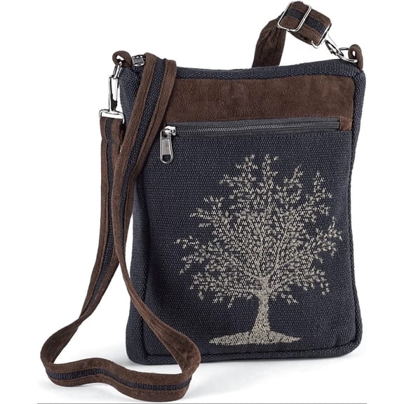 Sagefinds Crossbody Bag Hippie Women Handbag - Zip Closure Adjustable and Removable Strap - 9” x 12”