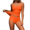 thumbnail image 2 of Hfnxid Tankini Swimsuit for Women Two Piece Padded Halter Swim Top with High Waisted Shorts Fashion Solid Bikini Swimsuit Soft Breathable Bottom Bathing Suits Orange XXL, 2 of 7
