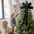 thumbnail image 4 of Christmas Large Velvet Holiday Bow, C Christmas Tree Topper Bow, Cloth Large Velvet Holiday Bow for Christmas Tree Topper, Wreath Wall Door And Festive Home Decor, 4 of 5