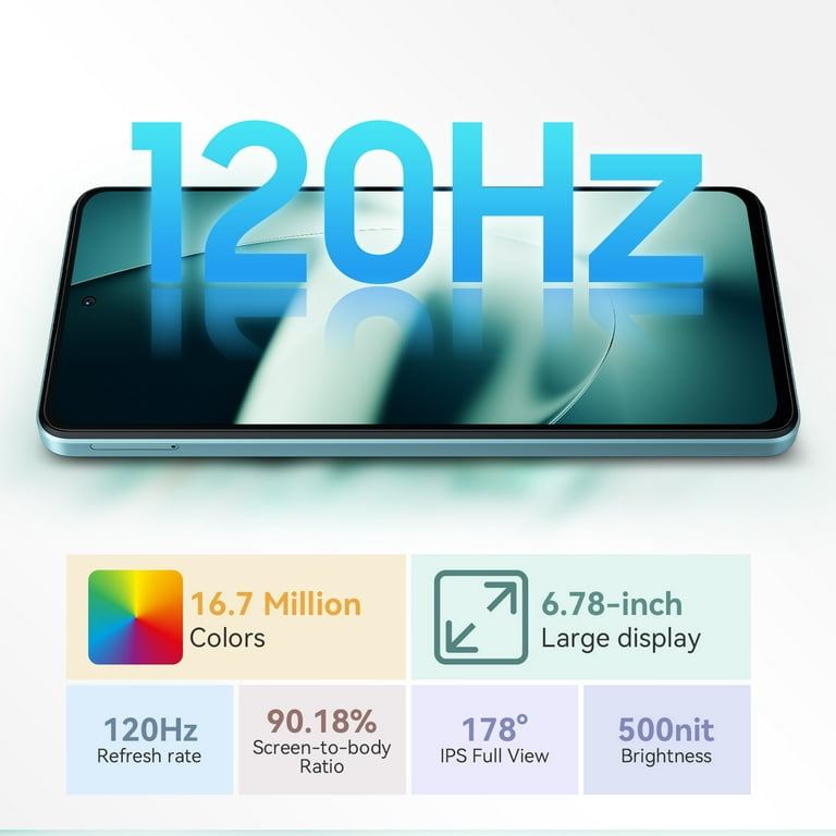 Unlocked Cell Phones, Blackview Shark 8 Smartphones 128GB ROM 8GB RAM  T-Mobile Android Phone, 6.78, 4G Dual SIM, Blue 