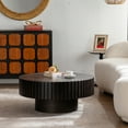 thumbnail image 2 of Miekor Furniture Round Coffee Table Handcrafted Relief Sturdy Pedestal Wooden Olive-Shaped Tea Table for Living Room 98185, 2 of 7