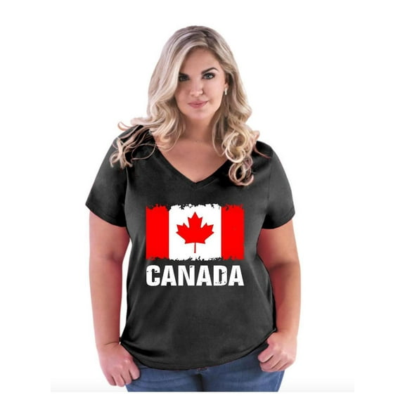 Normal is Boring - Women's Plus Size V-neck T-Shirt, up to Size 28 - Canada Flag