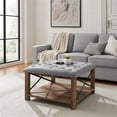 thumbnail image 2 of Pemberly Row 30" Farmhouse Square Tufted Fabric Upholstered Ottoman in Gray, 2 of 4