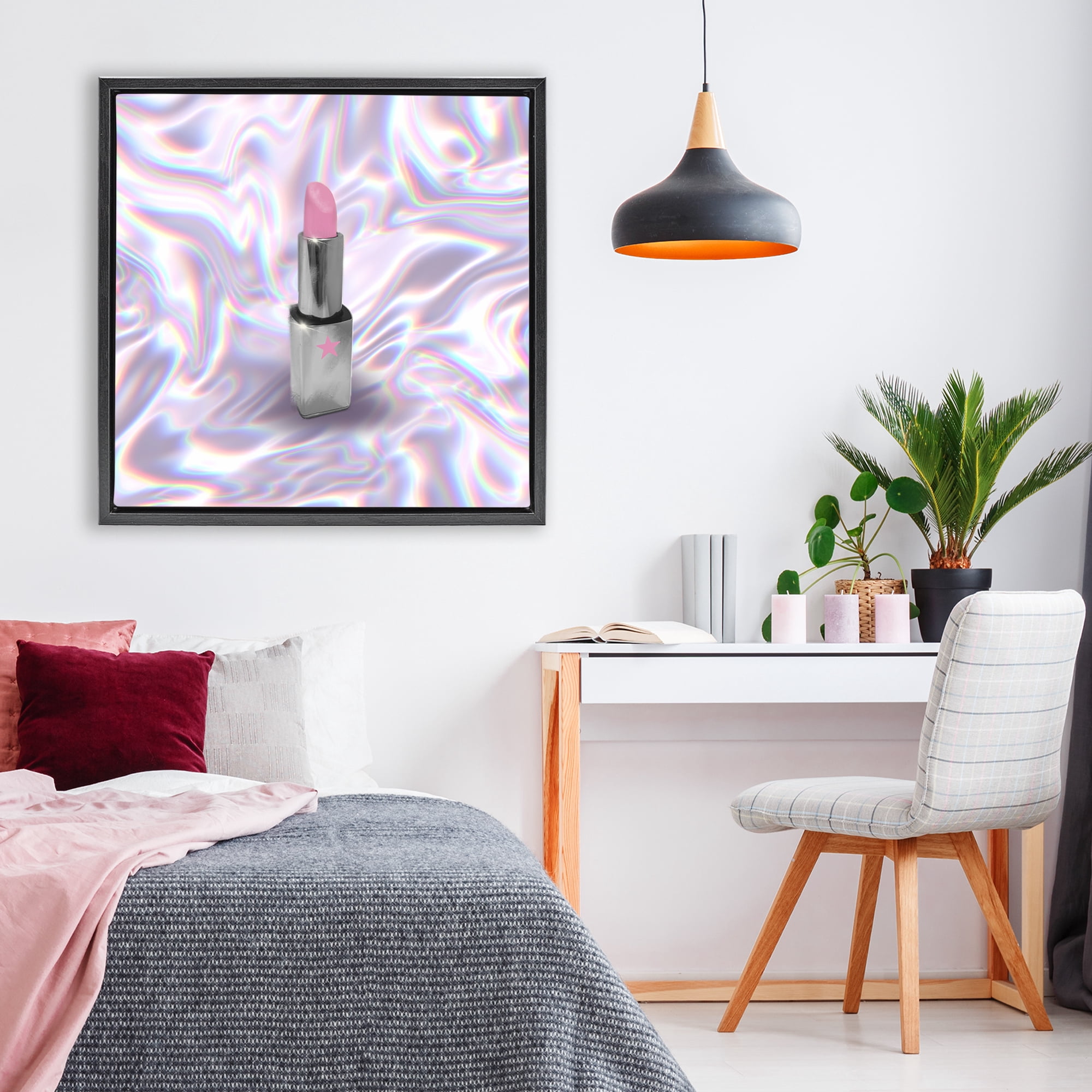 Stupell Industries Iridescent Icon Lipstick Black Framed Floater Canvas Wall Art, design by Matthew Piotrowicz