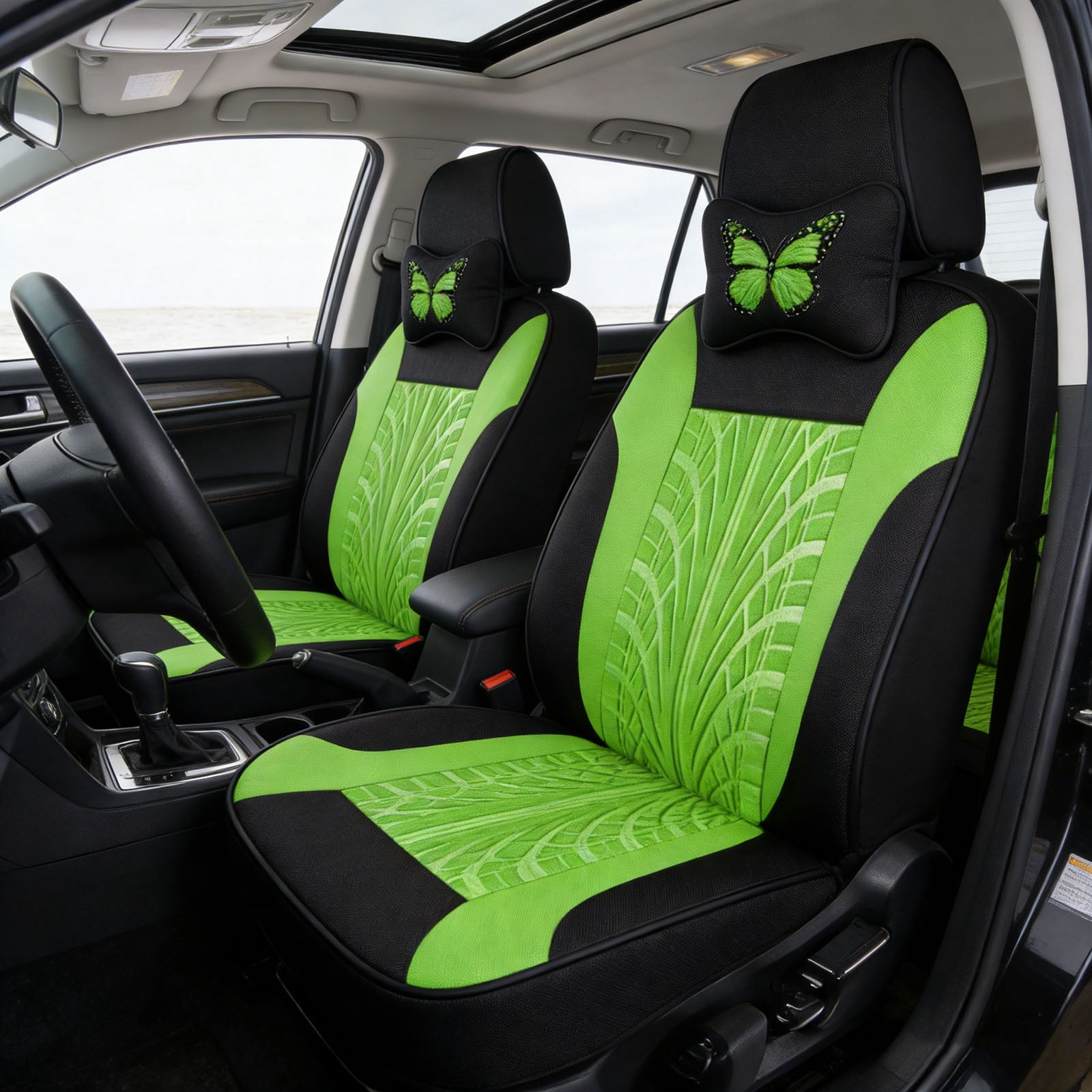 Universal Waterproof Car Seat Covers 9 Piece Set Fashion Embroidery Auto Protector Interior Accessories (5 Seat Covers + 4 Headrests)