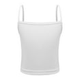 thumbnail image 1 of renvena Kids Girls Spaghetti Strap Camisole Ribbed Knit Crop Tank Top Sleeveless Baisc Crop Cami Tops White L/中码, 1 of 5