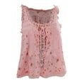 thumbnail image 4 of Tshirts for Women Sleeveless Lace Tank Tops Vacation Front Tie Mesh Chiffon Tops Fashion Clothing, 4 of 4