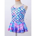 thumbnail image 5 of TTAO Kids Girls One Piece Mermaid Swimsuit Fish Scale Printed Swimming Dress with Built-in Shorts Purple 5-6, 5 of 7