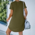 thumbnail image 4 of gbyLJF High Neck Summer Dress Casual Floral Dress A Line Cocktail Dress Women Boho Wrap Dress Army Green L, 4 of 7