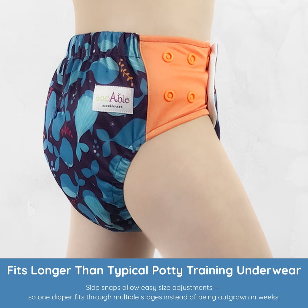 EcoAble Hybrid Cloth Diaper: Potty Training, Swim, Special Needs, PUL (Sz 3, Bang Boom Comic)