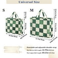 thumbnail image 2 of FORMRS Womens Corduroy Tote Bag Crossbody Shoulder Handbag with Pocket, Green and White Plaid Pattern, 2 of 7
