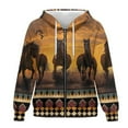 thumbnail image 4 of SCRAWLGOD Horse Sunset American Tribal Full Zip Up Trendy Hoodies for Women Oversized Hooded Sweatshirt Comfy Long Sleeve Jacket for Holiday Shopping Work Office Party, 3XL, 4 of 7