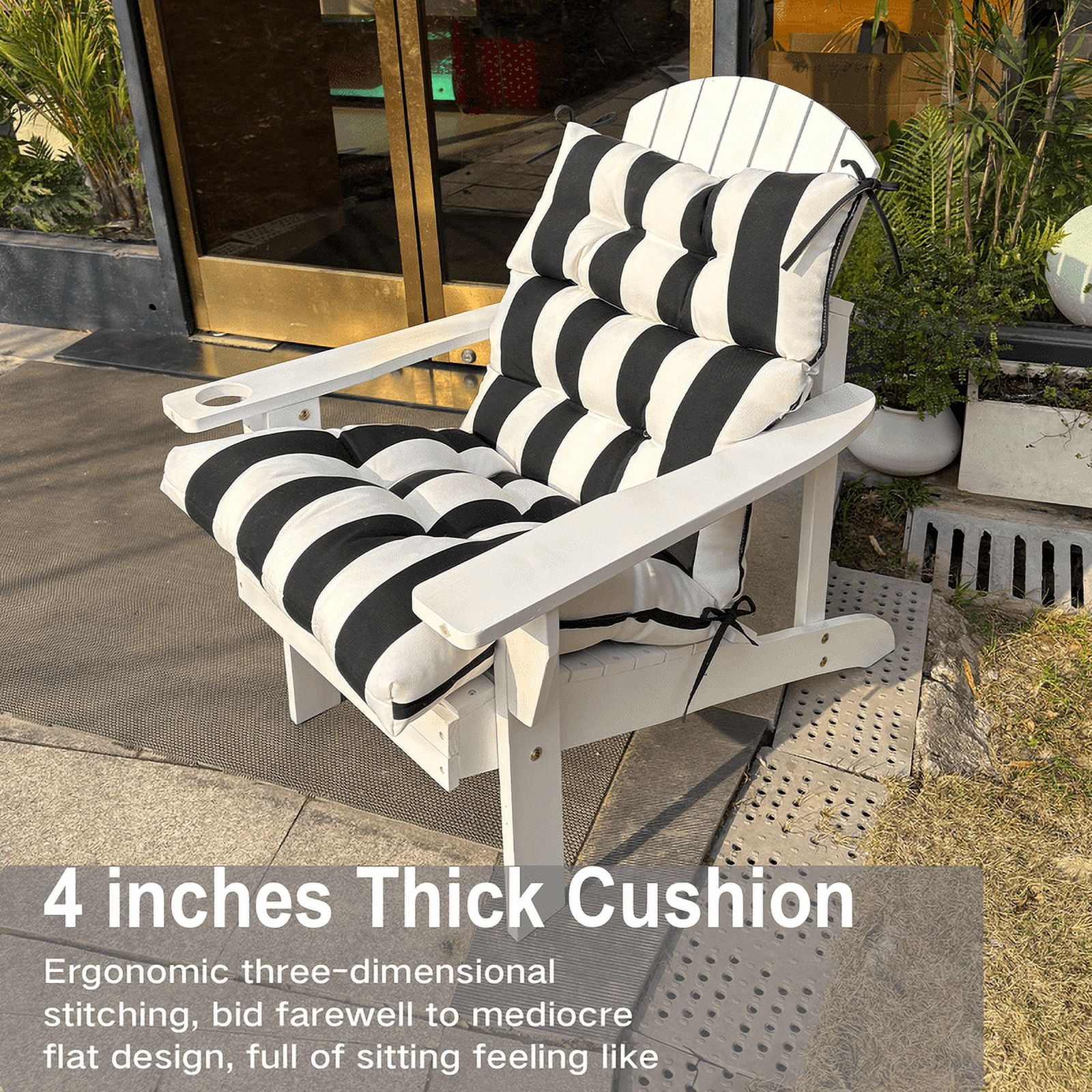 SDJPOI Rocking Chair Cushions Set of 2, 44”x 22”x 4'' Waterproof Non-Slip High Back Patio Furniture Cushions Replacement with Ties for Indoor/Outdoor Chairs