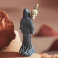 thumbnail image 4 of Holy Death Statue Standing Decorative Muerte Figurine Grim Reaper Holding Skull Statue Altar Hallowe, 4 of 5