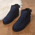 thumbnail image 5 of LRGSHF Women's Ankle Boots Chunky Low Heels Booties Slip On Elastic Fall Short Boots Round Toe Solid Faux Suede Casual Booties Back Bow Decor Non-Slip Comfortable Walking Shoes, 5 of 5
