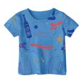 thumbnail image 1 of NINGMENG Hauts et T-Shirts pour Filles Enfants Été Imprimé Dessin Animé Col Rond Manches Courtes Coupe Ample Décontractée Sport Confortable Chandail Tee-Shirts Vêtements de Sport, Bleu, 6-7 Ans, 1 of 5