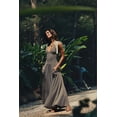 thumbnail image 2 of Women Casual Summer Smocked V Neck Beach Striped Sleeveless Sundress Flowy Long Dress with Pockets Dark Gray M, 2 of 5