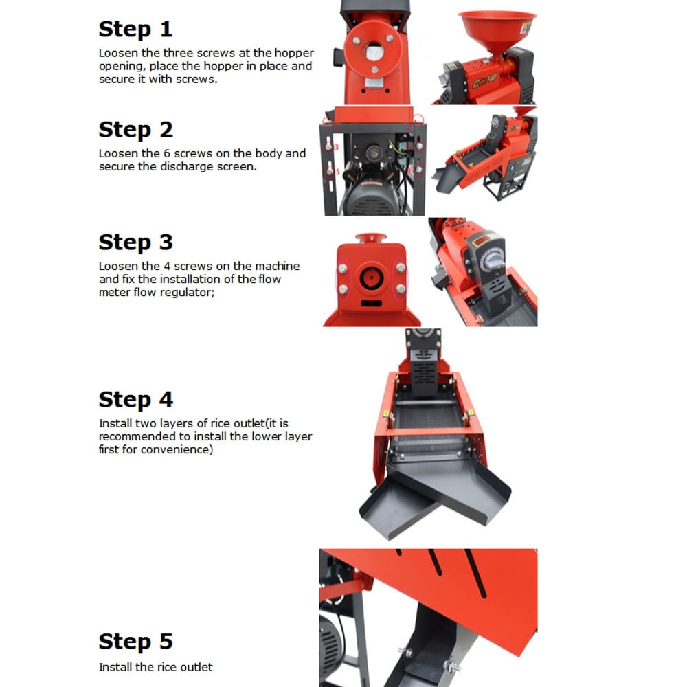 Efficient Rice Milling Machine with Dual Vibrating Screens Grain Peeling Machine 130-170kg/h 220V
