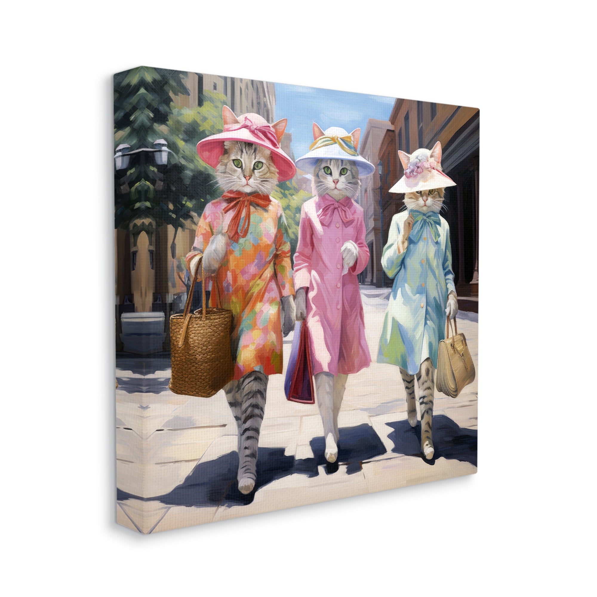 Stupell Industries Feline Fashion Cats Animals & Insects Painting Gallery Wrapped Canvas Art Print Wall Art, 30 x 30