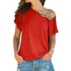 thumbnail image 1 of Tops de manga corta cruzados con hombros inclinados para mujer,Camisetas cruzadas con hombros inclinados para mujer Tops con hombros descubiertos para mujer Camisetas con hombros descubiertos para mujer Alta capacidad, 1 of 6