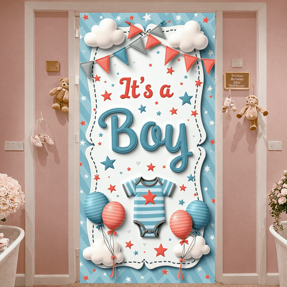 Colorful Theme Baby Shower Banner Decorative Design It's a Boy Sign Balloon Decoration for Baby Shower Party Nursery Decoration Gender Reveal