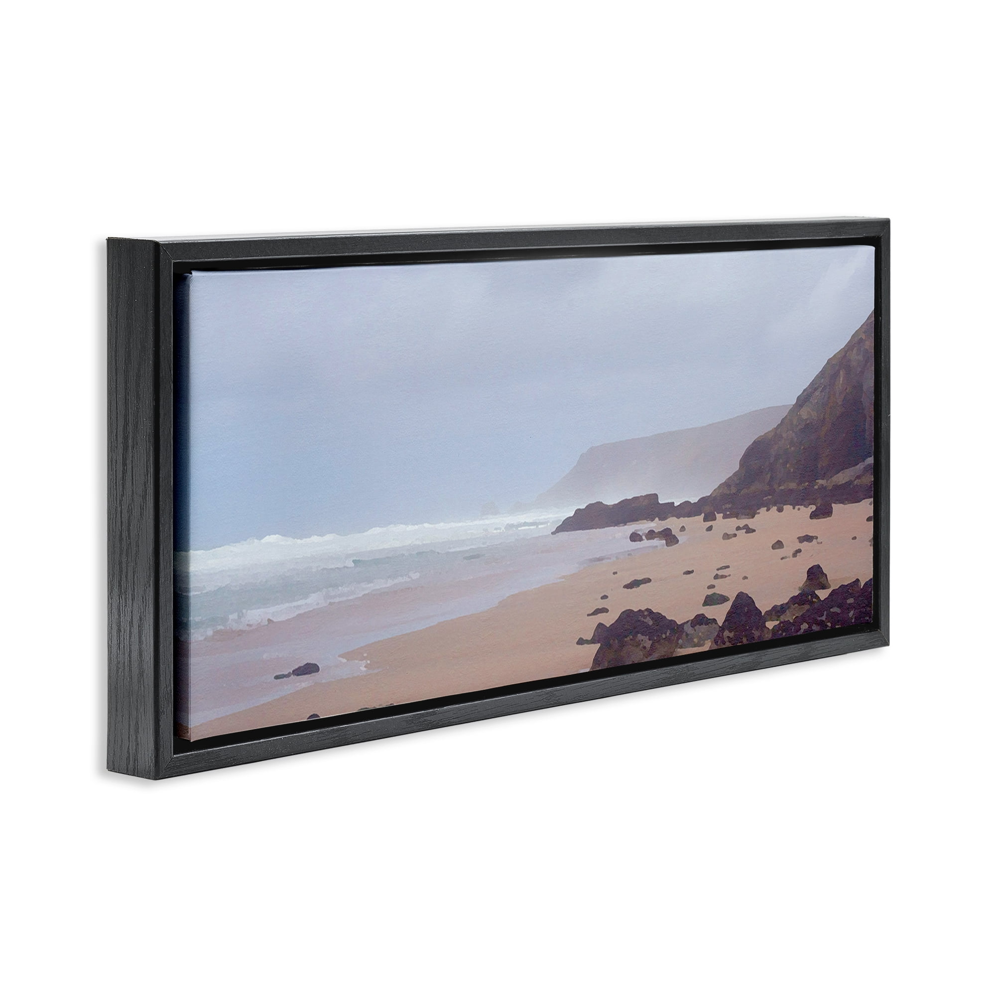 Stupell Industries Sea Mists View Landscape Photography Black Floater Framed Canvas Art Print Wall Art, 31 x 14