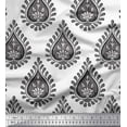 thumbnail image 1 of Soimoi Gray Cotton Poplin Fabric Floral Block Print Sewing Fabric Yard 56 Inch Wide, 1 of 3