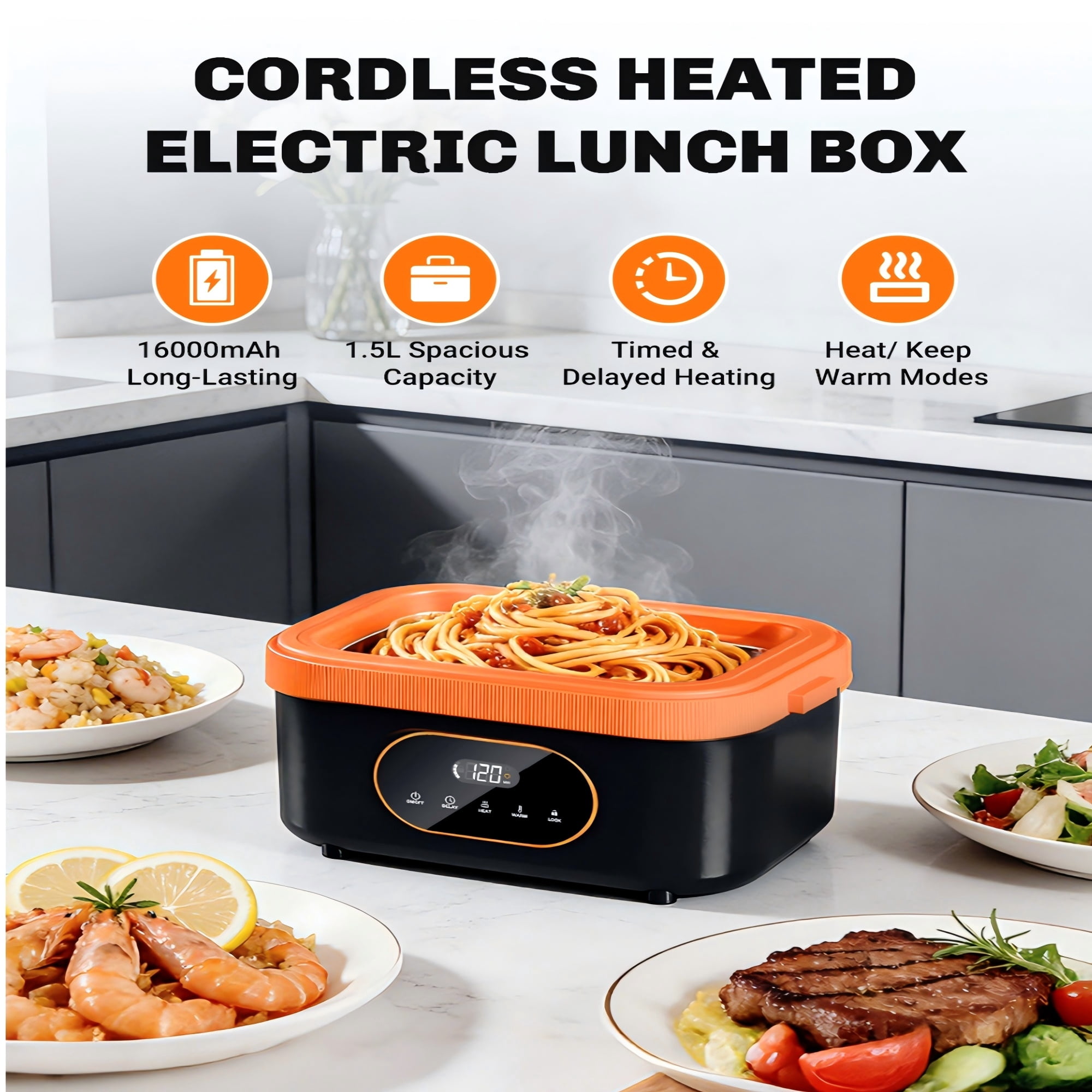 INKBIRD Cordless Electric Lunch Box, Heated Food Warmer with Scheduled Heating, Portable, Dishwasher Safe