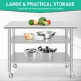thumbnail image 3 of Zzistar Commercial Stainless Steel Work Table, Food Prep Stainless Steel Table, Metal Table Cart Heavy Duty Worktable with Caster Wheel, for Kitchen Restaurant Garage, Silver, 3 of 8