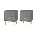 thumbnail image 7 of 2 Drawer Storage End Table Set of 2 Chest Cabinet Table Metal Legs for Home Grey, 7 of 7