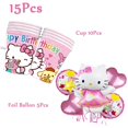 thumbnail image 4 of Hello Kitty Cartoon Party Supplies Paper Tableware Set Plate Cup Napkin Balloon Party Decoration Adult Wedding DIY Scene layout, 4 of 7