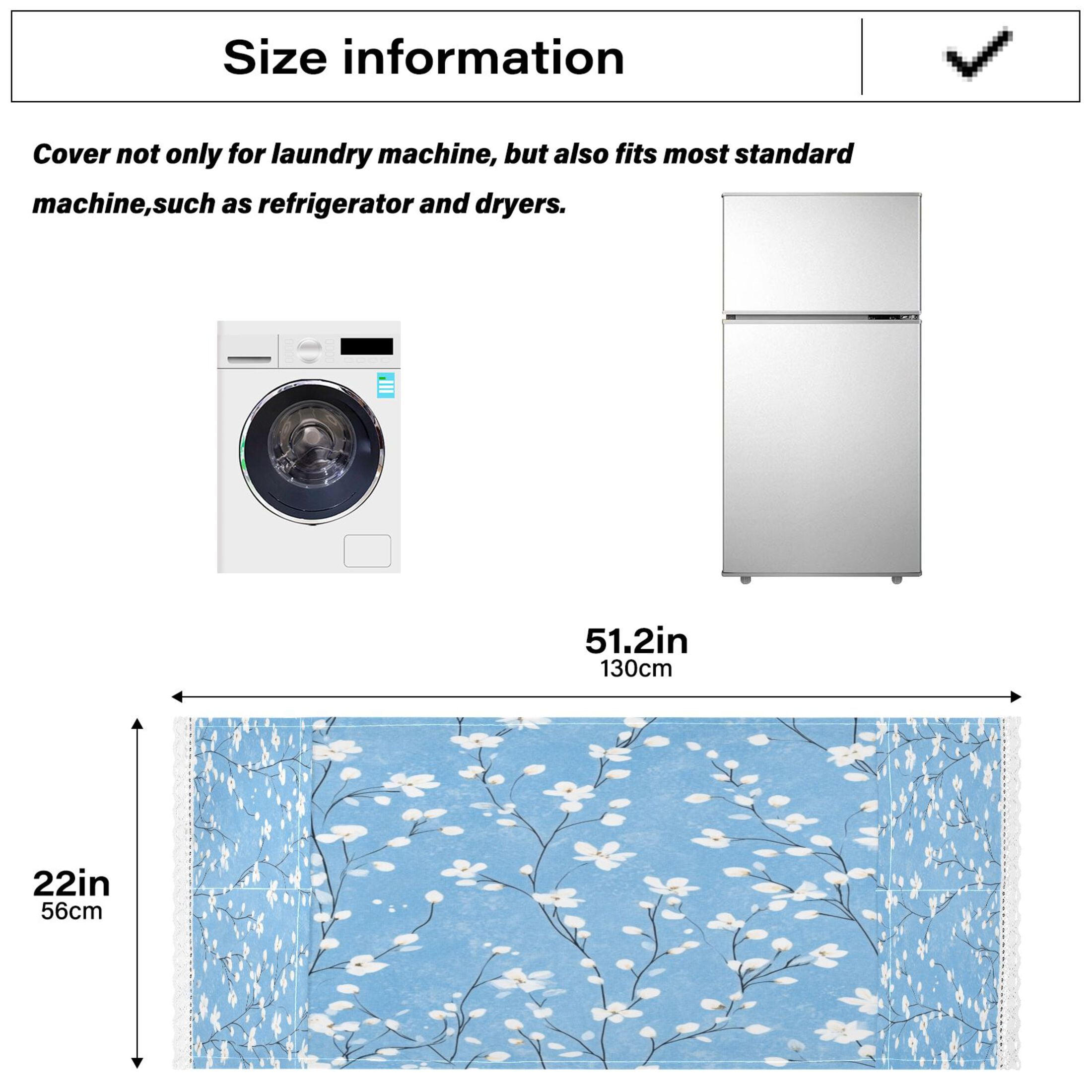 WOBOGO Light Blue Background with White Floral Pattern Washing Machine Cloth Dryer Refrigerator Top Cover Protective Non-Slip Mat For Kitchen Laundry