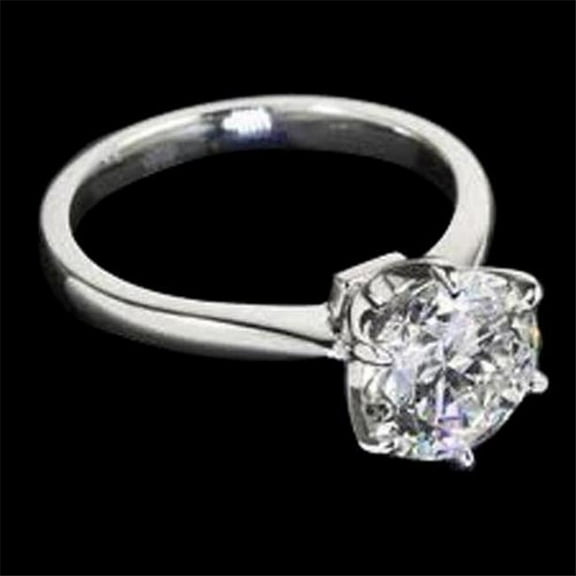 Harry Chad Enterprises 62534 Round 1.25 CT Diamond Prong Setting Solitaire Ring, 14K White Gold - Size 6.5